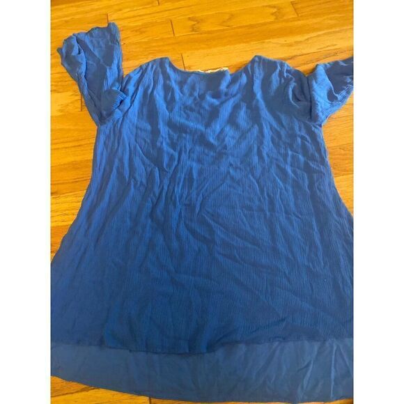 Soft Surroundings Women's Blue lined Long Sleeve Layered scoop neck Blouse sz XL - Picture 6 of 8